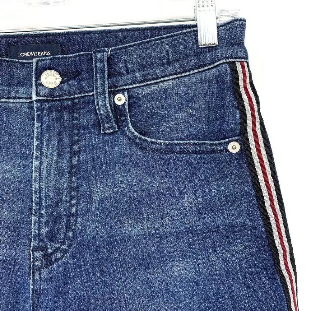 J. Crew Jeans Women's Size 26T Straight Leg Metallic Side Stripe Stretch